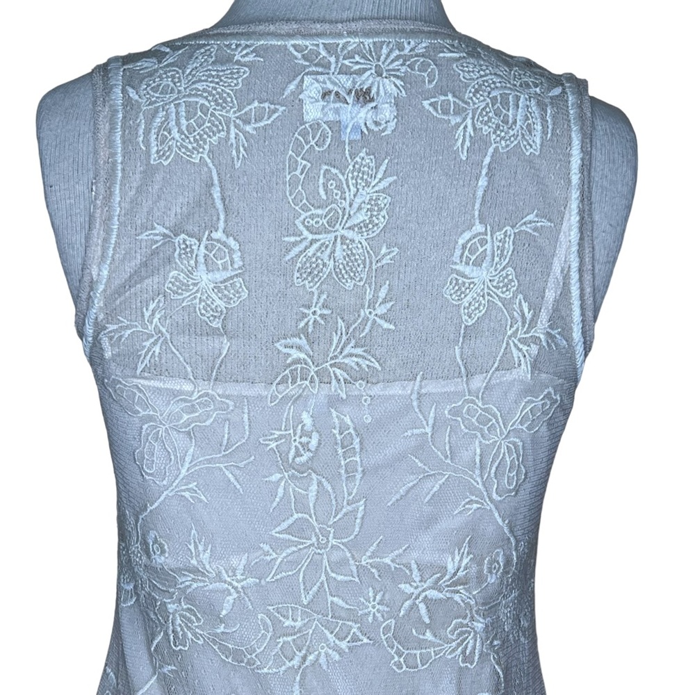 Johnny Was Biya Parchment Sheer Netting Embroidered Dress With Slip Small NWT - Picture 7 of 16